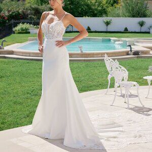 Mermaid white wedding dress,bridal gown